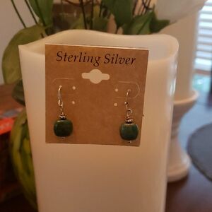 Elegant Green Stud Earrings Sterling Silver